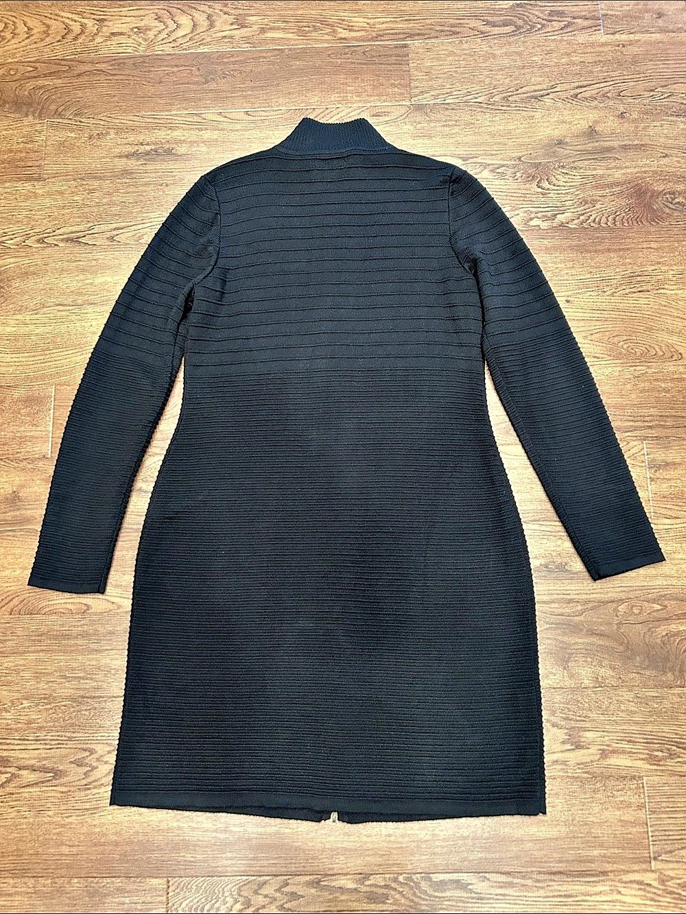Calvin Klein Full Zip Ribbed Knit Sweater Dress Black Womens Size XL - Picture 3 of 16